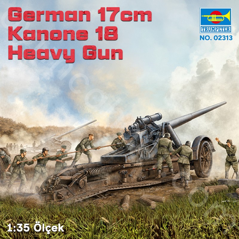 Trumpeter 02313 German 17cm Kanone 18 Heavy Gun Maket Model Kit