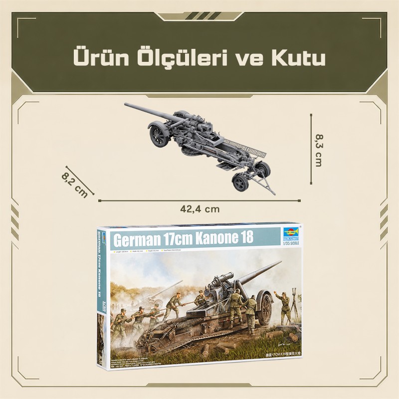 Trumpeter 02313 German 17cm Kanone 18 Heavy Gun Maket Model Kit