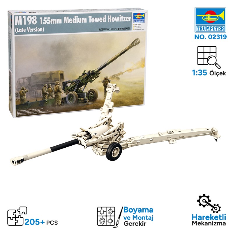 Trumpeter 02319 M198 Medium Towed Howitzer late Maket Model Kit