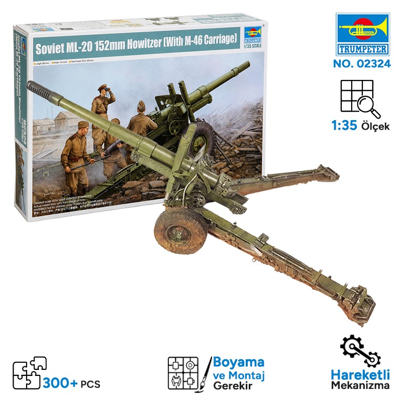 Trumpeter 02324 Soviet ML-20 152mm Howitzer (With M-46 Carriage) Maket Model Kit