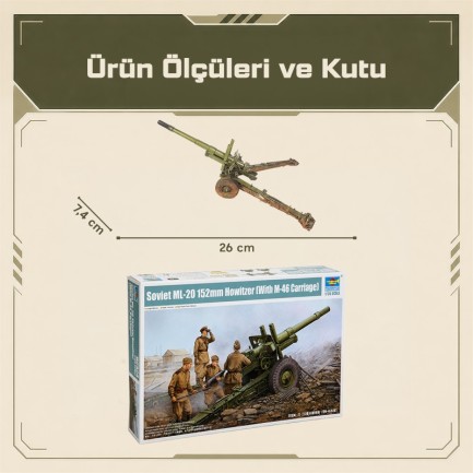 Trumpeter 02324 Soviet ML-20 152mm Howitzer (With M-46 Carriage) Maket Model Kit - Thumbnail