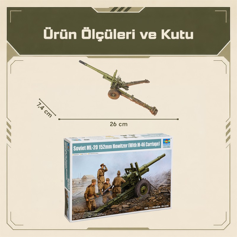Trumpeter 02324 Soviet ML-20 152mm Howitzer (With M-46 Carriage) Maket Model Kit