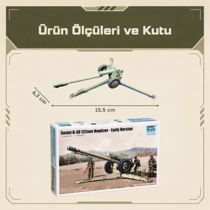 Trumpeter 02328 Soviet D30 122mm Howitzer - Early Version Maket Model Kit - Thumbnail