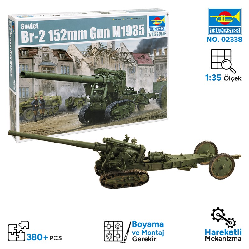 Trumpeter 02338 Soviet Br-2 152mm Gun M1935 Maket Model Kit