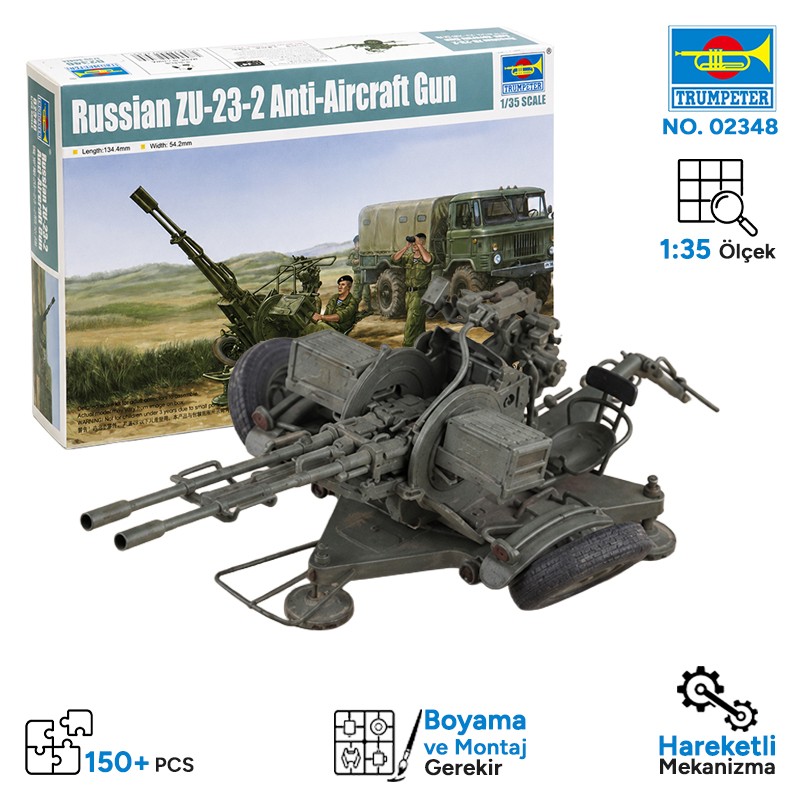 Trumpeter 02348 Russian ZU-23-2 Anti-Aircraft Gun Maket Model Kit