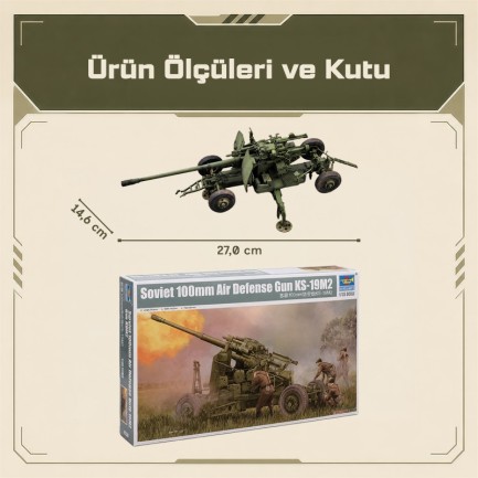 Trumpeter 02349 Soviet 100mm Air Defense Gun KS-19M2 Maket Model Kit - Thumbnail