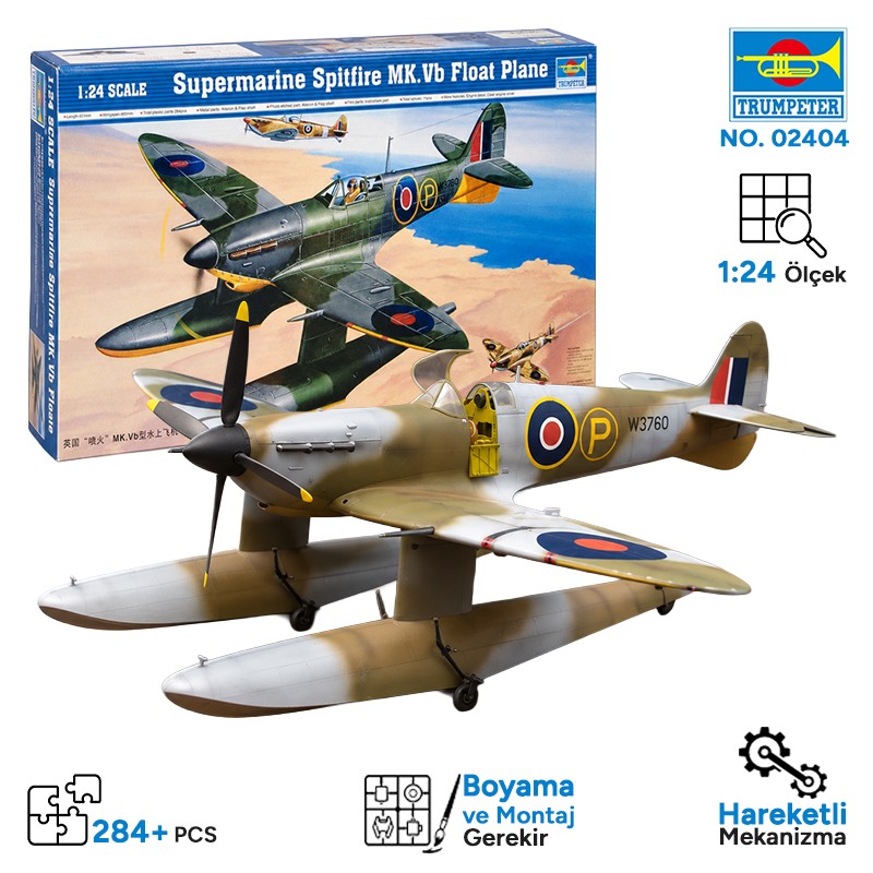 Trumpeter 02404 Aircraft -Spitfire MK.Vb Float Plane Maket Model Kit