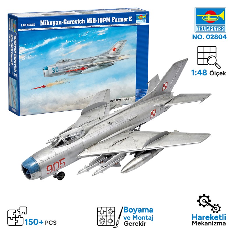 Trumpeter 02804 Aircraft-Mig-19PM Famer E Maket Model Kit