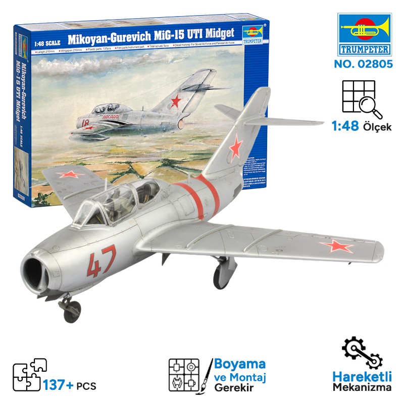 Trumpeter 02805 Aircraft-MIG-15 UTI Midget Maket Model Kit