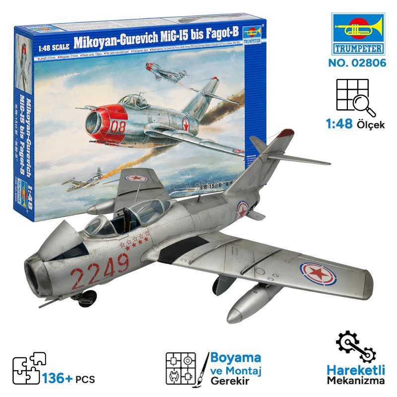 Trumpeter 02806 Aircraft-MIG-15 bis Fagot-B Maket Model Kit