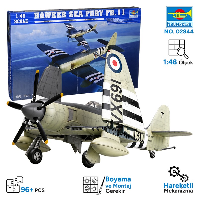 Trumpeter 02844 Hawker Sea Fury FB.11 Maket Model Kit