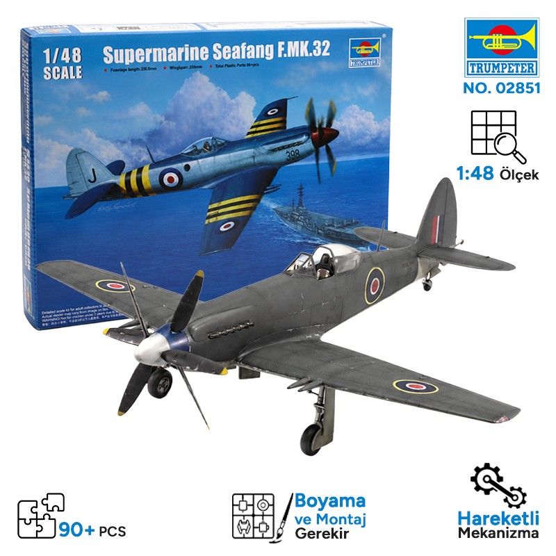 Trumpeter 02851 Supermarine Seafang F.MK.32 Fighter Maket Model Kit