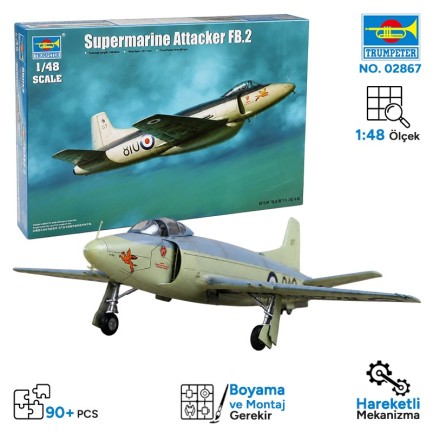 Trumpeter - Trumpeter 02867 Supermarine Attacker FB.2 Fighter Maket Model Kit