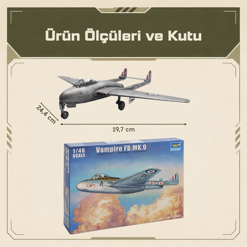 Trumpeter 02875 Vampire FB.MK.9 Maket Model Kit