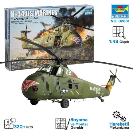 Trumpeter - Trumpeter 02881 H-34 US MARINES - Re-Edition Maket Model Kit