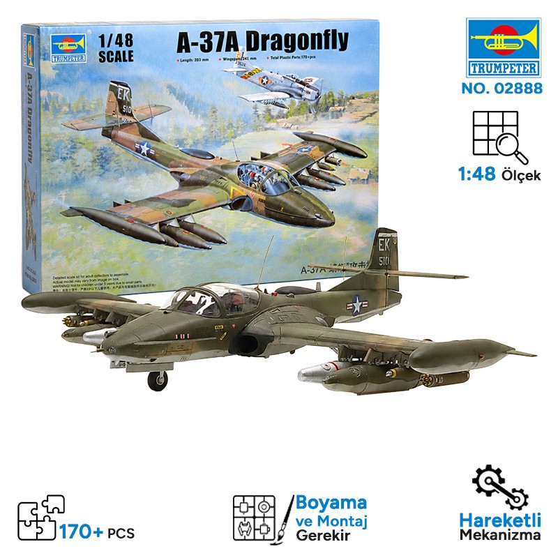 Trumpeter 02888 A-37A Dragonfly Light Ground-Attack Aircraft Maket Model Kit