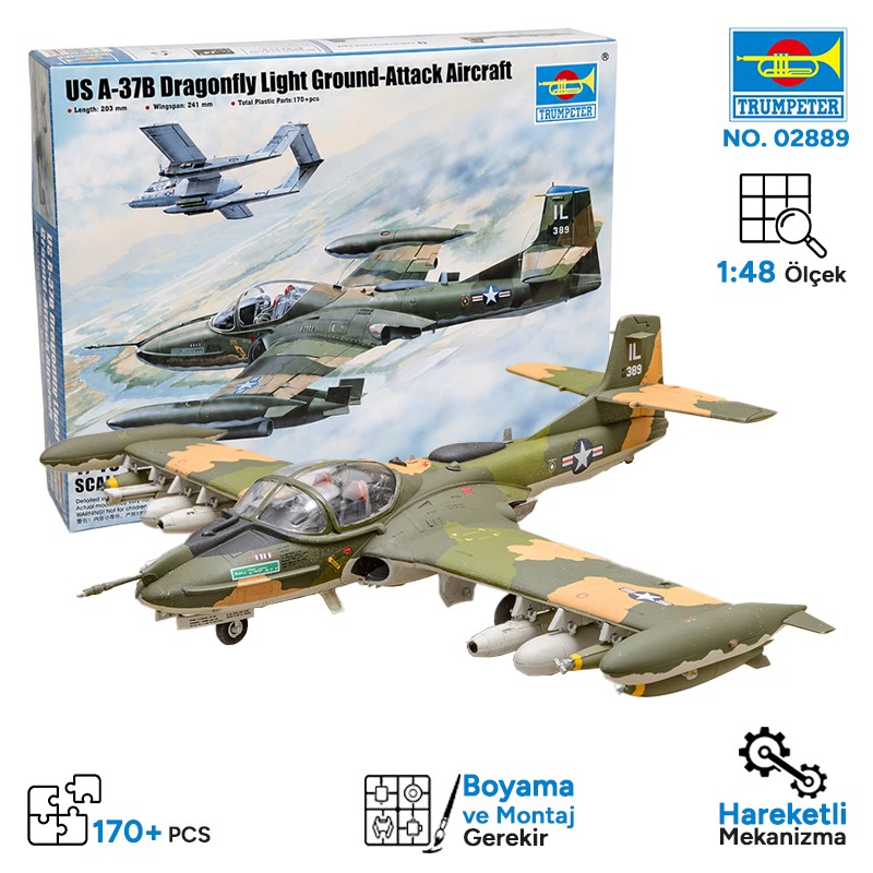 Trumpeter 02889 A-37B Dragonfly Light Ground-Attack Aircraft Maket Model Kit