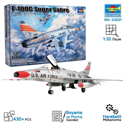 Trumpeter - Trumpeter 03221 F-100C Super Sabre Maket Model Kit