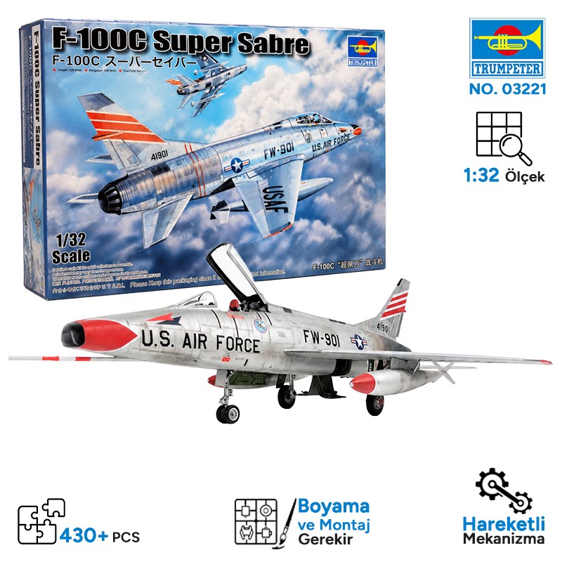 Trumpeter 03221 F-100C Super Sabre Maket Model Kit