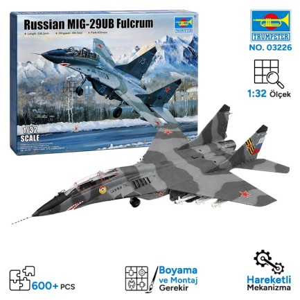 Trumpeter - Trumpeter 03226 Russian MIG-29UB Fulcrum Maket Model Kit