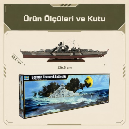 Trumpeter 03702 German Bismarck Battleship Maket Model Kit - Thumbnail