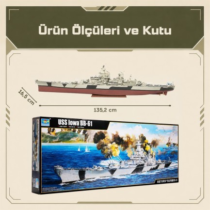 Trumpeter 03706 Iowa BB-61 Maket Model Kit - Thumbnail