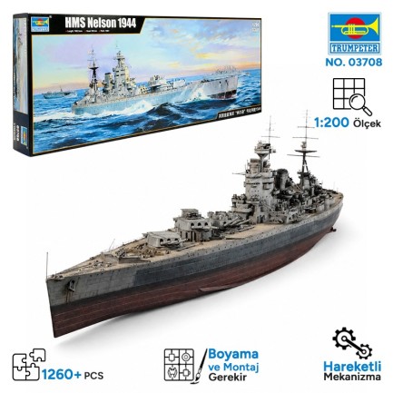 Trumpeter - Trumpeter 03708 HMS Nelson 1944 Maket Model Kit