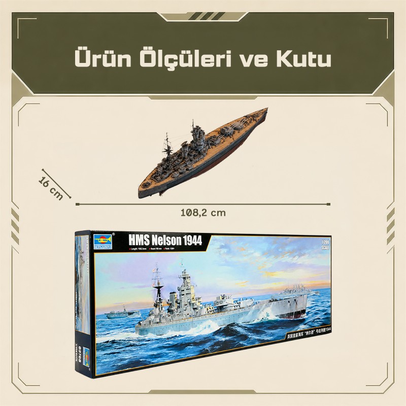 Trumpeter 03708 HMS Nelson 1944 Maket Model Kit