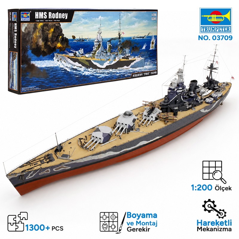 Trumpeter 03709 HMS Rodney Maket Model Kit