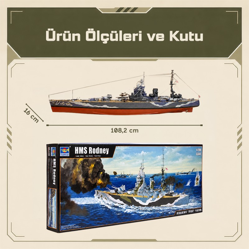 Trumpeter 03709 HMS Rodney Maket Model Kit