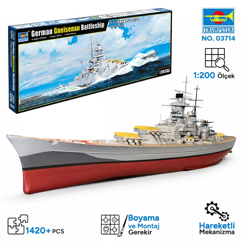 Trumpeter 03714 German Gneisenau Battleship Maket Model Kit
