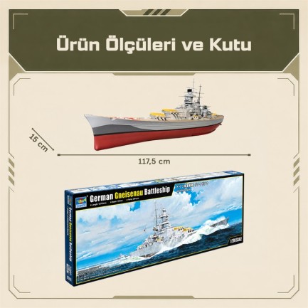 Trumpeter 03714 German Gneisenau Battleship Maket Model Kit - Thumbnail