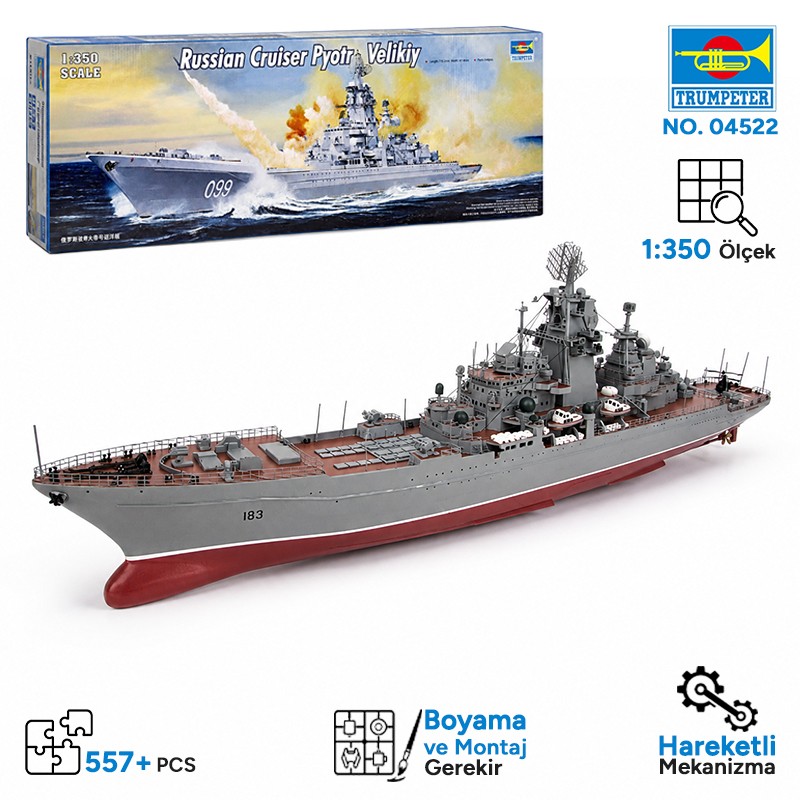 Trumpeter 04522 Russian battlecruiser Pyotr Velikiy Ex-Yuki Andropov Maket Model Kit