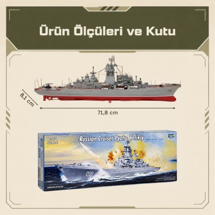 Trumpeter 04522 Russian battlecruiser Pyotr Velikiy Ex-Yuki Andropov Maket Model Kit - Thumbnail