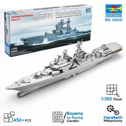 Trumpeter - Trumpeter 04531 Russian Udaloy II class destroyer Admiral Chabanenko Maket Model Kit
