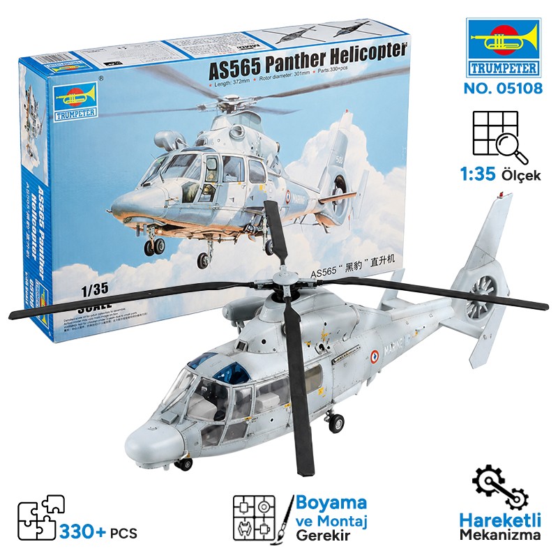Trumpeter 05108 AS565 Panther Helicopter Maket Model Kit