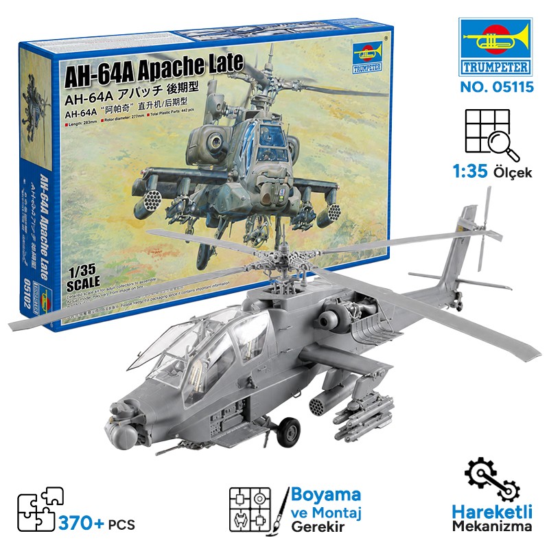 Trumpeter 05115 AH-64A Apache Late Maket Model Kit