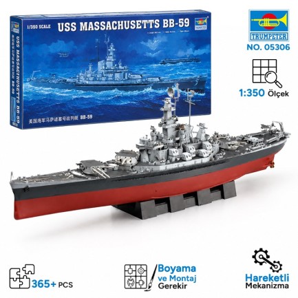 Trumpeter - Trumpeter 05306 MASSACHUSETTS BB-59 Maket Model Kit