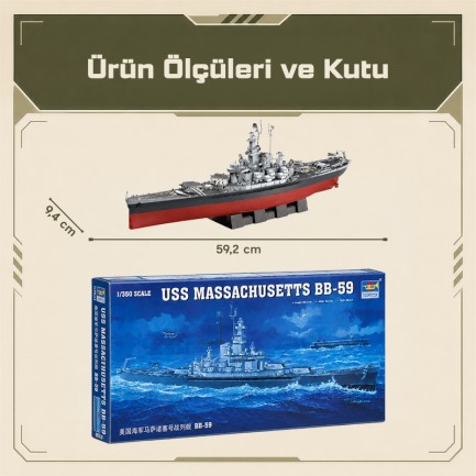 Trumpeter 05306 MASSACHUSETTS BB-59 Maket Model Kit - Thumbnail