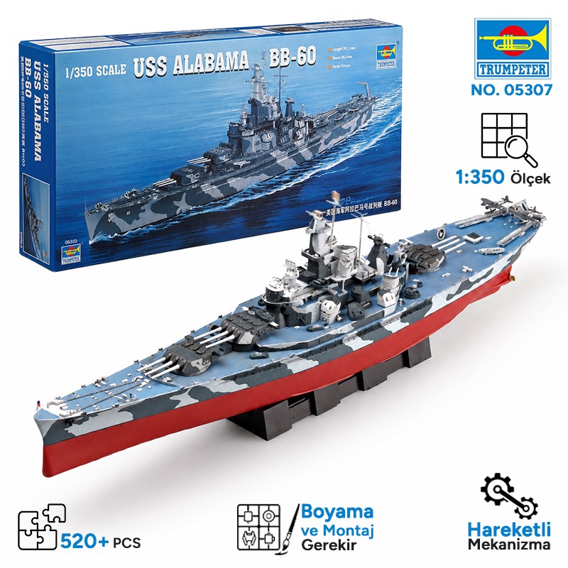 Trumpeter 05307 ALABAMA BB-60 Maket Model Kit