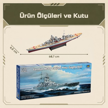 Trumpeter 05313 German cruiser Prinz Eugen 1945 Maket Model Kit - Thumbnail