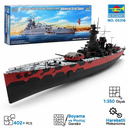 Trumpeter - Trumpeter 05316 German Pocket Battleship (Panzer Schiff) Admiral Graf Spee Maket Model Kit