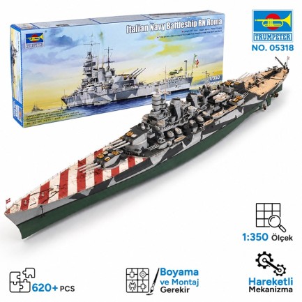 Trumpeter - Trumpeter 05318 Italian Navy Battleship RN Roma Maket Model Kit