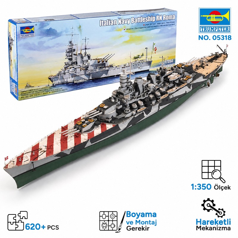 Trumpeter 05318 Italian Navy Battleship RN Roma Maket Model Kit