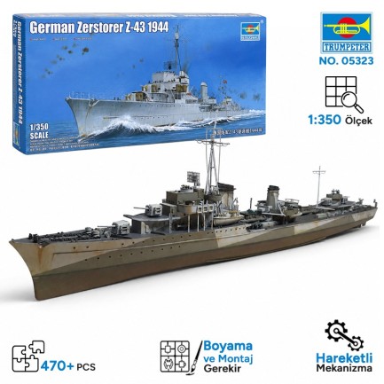 Trumpeter - Trumpeter 05323 German Zerstorer Z-43, 1944 Maket Model Kit