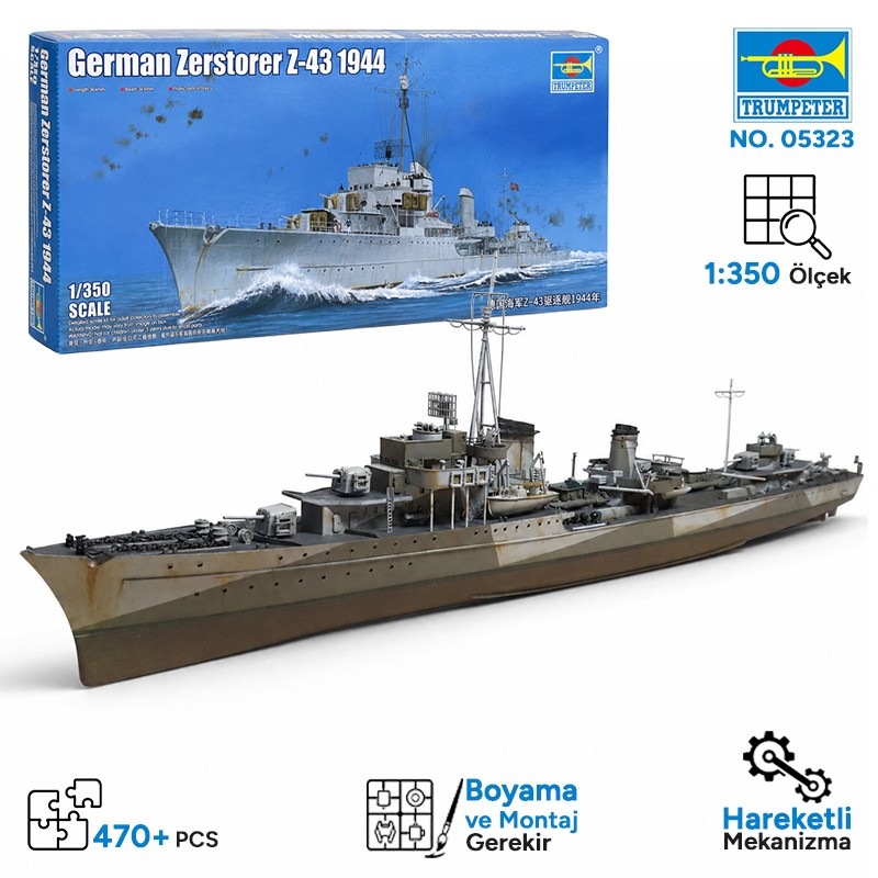 Trumpeter 05323 German Zerstorer Z-43, 1944 Maket Model Kit