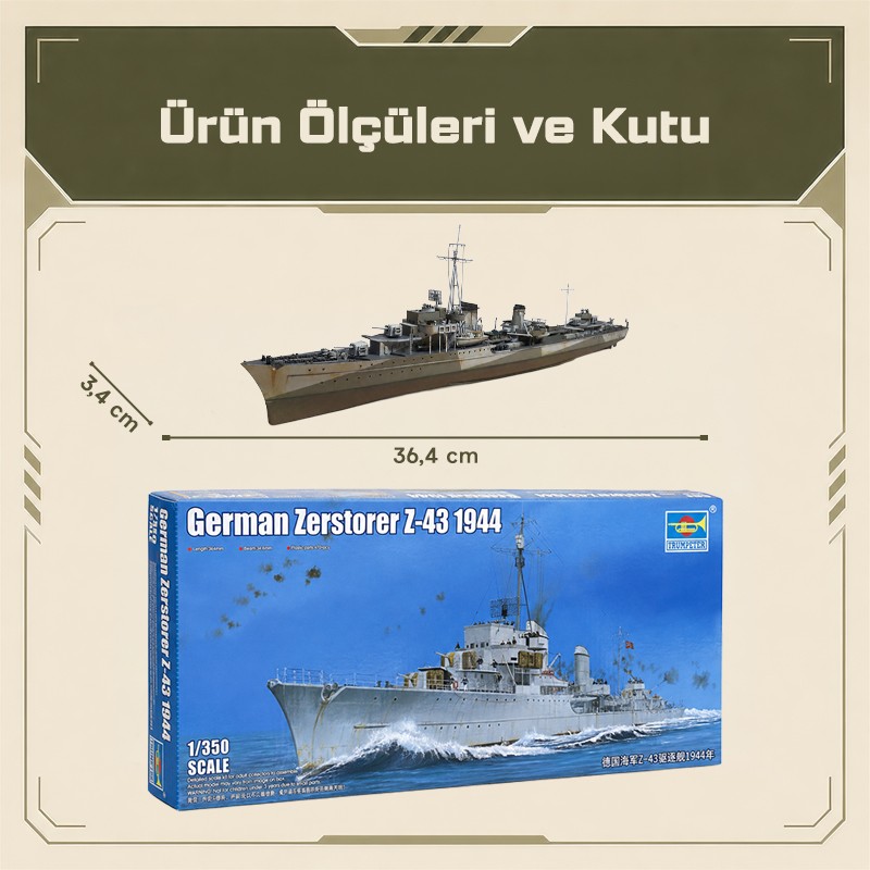 Trumpeter 05323 German Zerstorer Z-43, 1944 Maket Model Kit