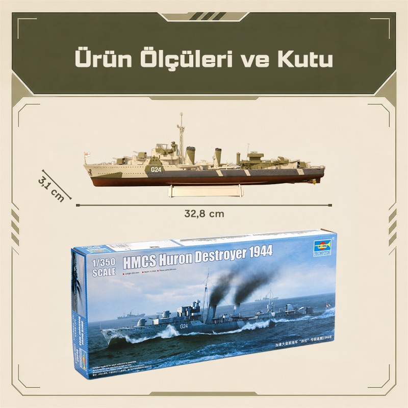 Trumpeter 05333 HMCS Huron Destroyer 1944 Maket Model Kit