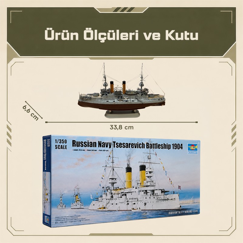 Trumpeter 05338 Russian Navy Tsesarevich Battleship 1904 Maket Model Kit