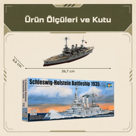 Trumpeter 05354 Schleswig – Holstein Battleship 1935 Maket Model Kit - Thumbnail